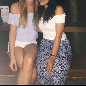 Blue and white floral pants